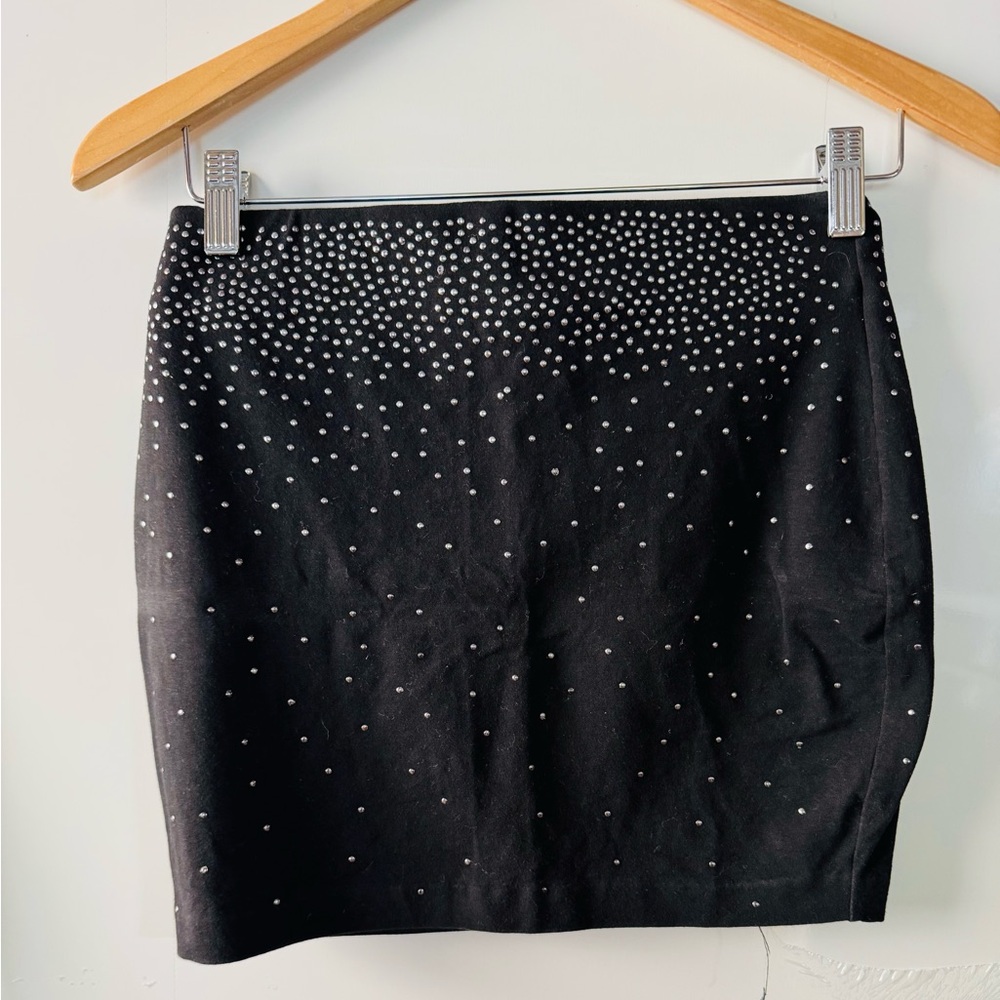 Charlotte Russe Black Mini Skirt with Silver Accents
